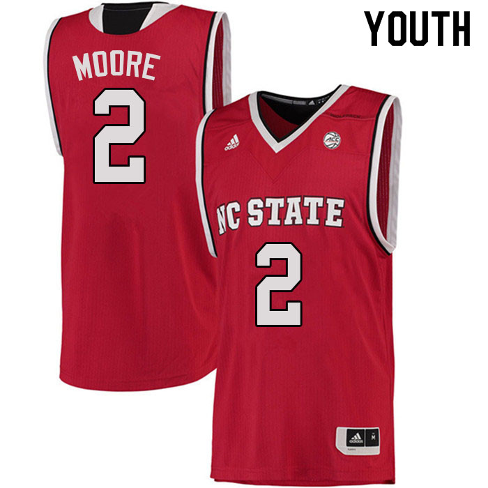 Youth #2 Shakeel Moore NC State Wolfpack College Basketball Jerseys Sale-Red - Click Image to Close
